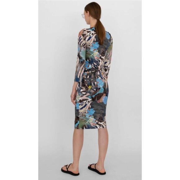 Raquel Allegra Jersey MIDI Dress Blue Collage Art To Wear Size 0 US XS New m15 - Picture 3 of 9